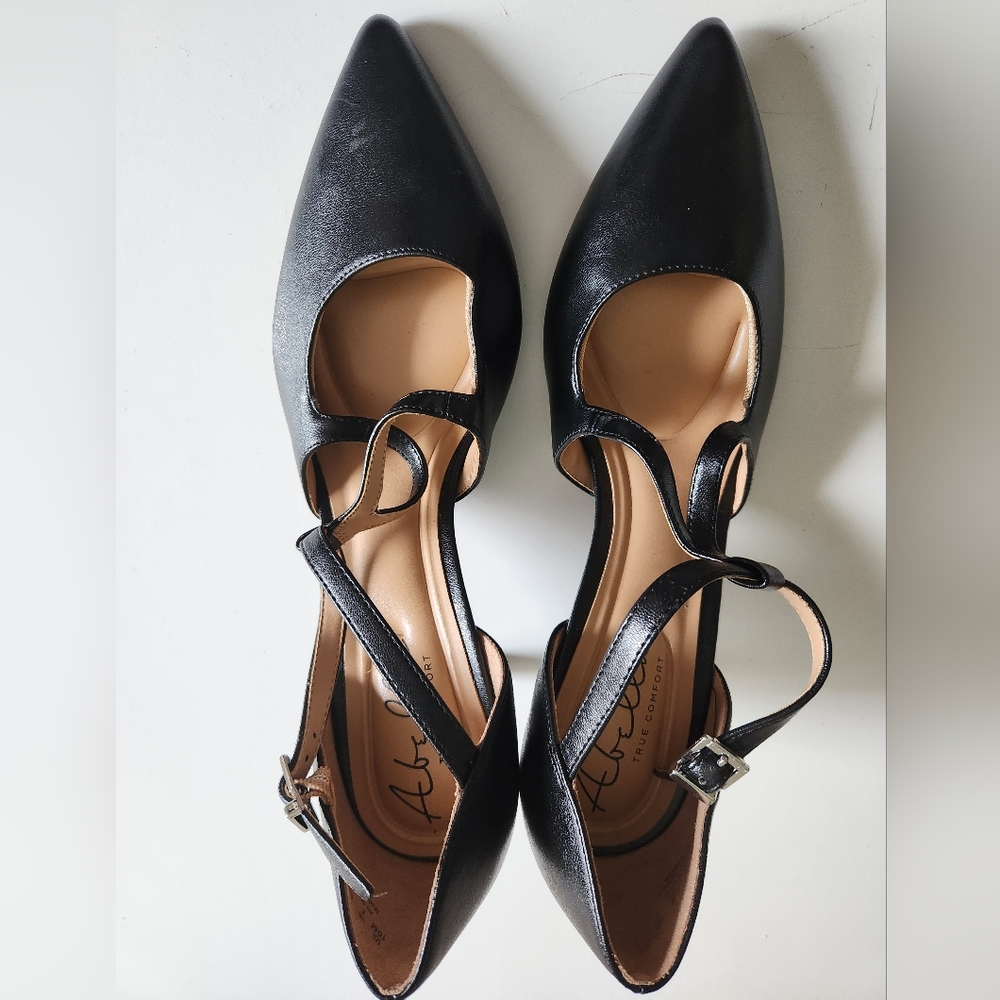 Abella True Comfort Shoes Size 10M Slip-On Stretch Ankle-Strap black